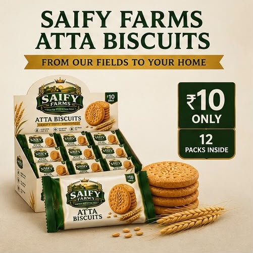 Saify Farms Atta Crunch Biscuits (Pack of 12) — 100% Pure MP Wheat